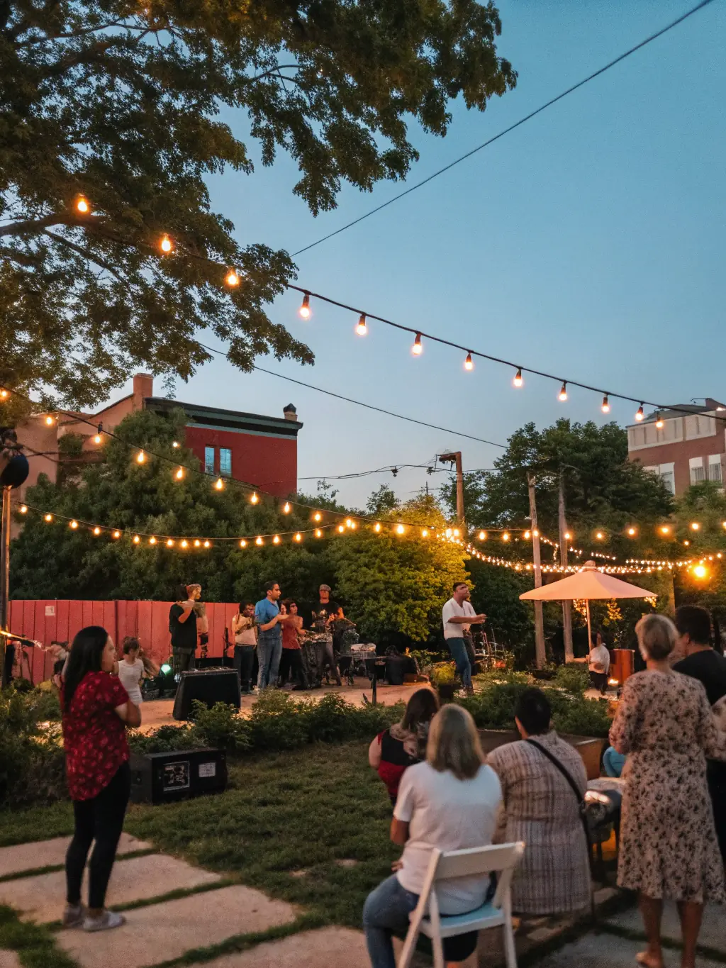 A picture of a community event decorated by ATELIER F, showing colorful and festive decorations that create a welcoming and joyful atmosphere for attendees.
