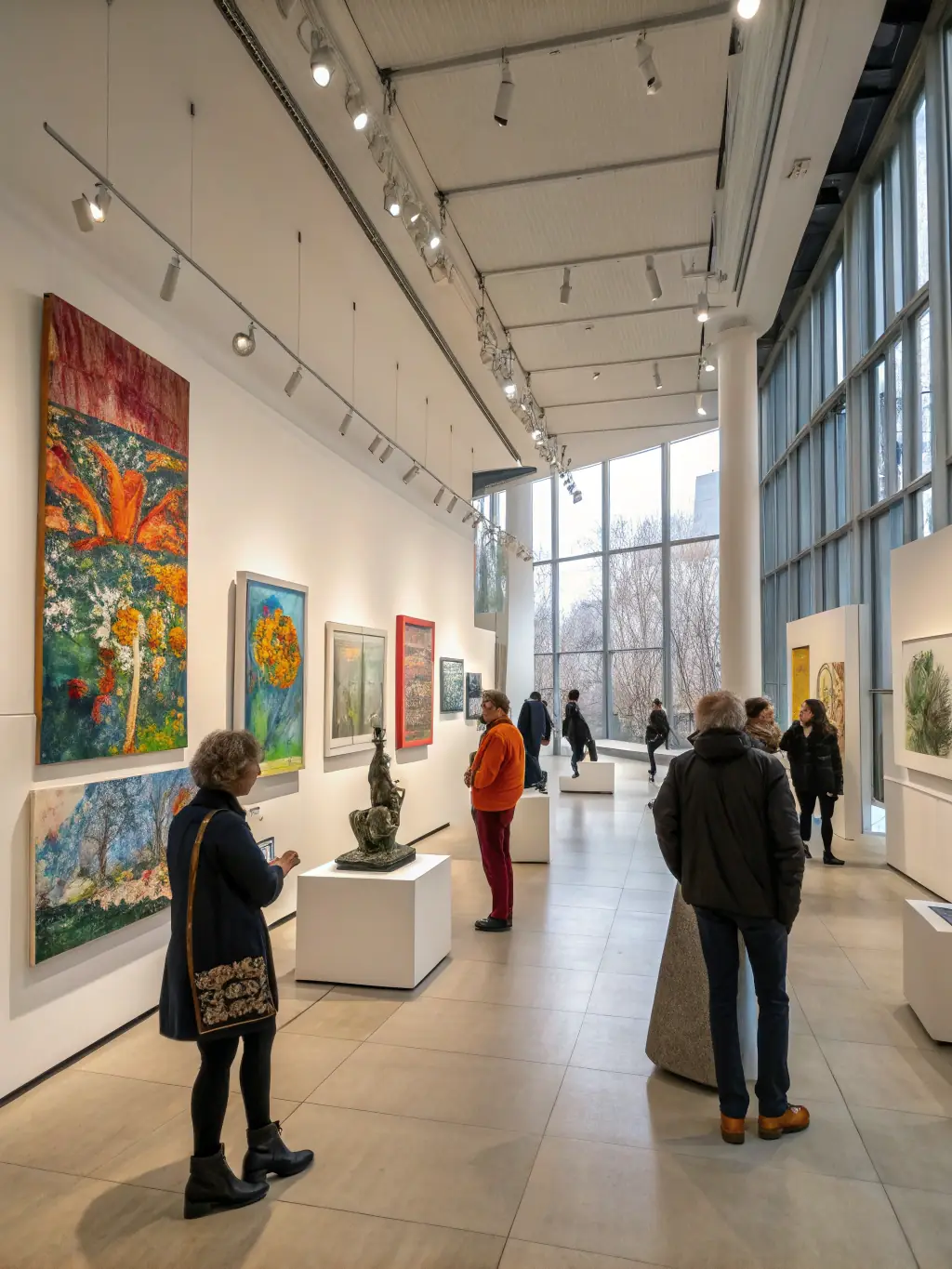 A vibrant image of a local artist showcasing their artwork at an ATELIER F-supported exhibition, highlighting the organization's commitment to promoting local talent.